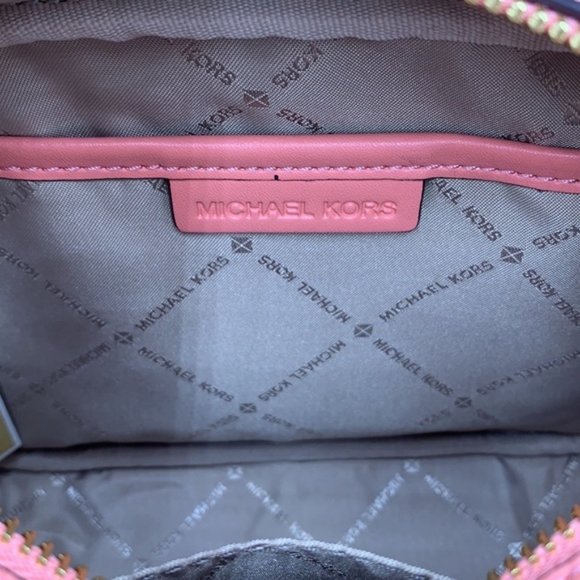 MICHAEL KORS Jet Set Medium Embossed Pebbled Leather Crossbody Bag Sherbert - Picture 10 of 16